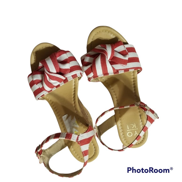 RED GINGHAM Wedge Sandals w/KNOT - Picture 9 of 9
